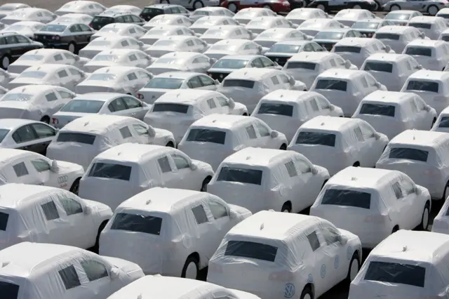 VW cars at Emden factory in Germany