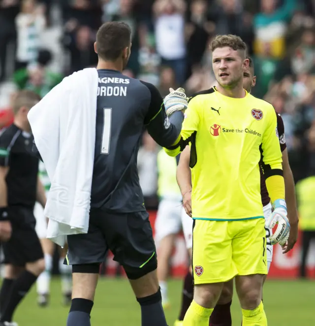 Celtic's Craig Gordon and Hearts counterpart Jack Hamilton