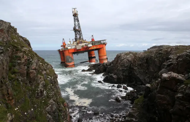 Grounded oil rig