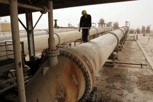 Large pipeline in an oil field in Iraq