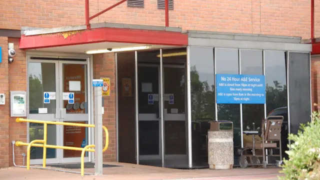 An entrance at the County Hospital