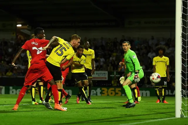 Burton's Tom Naylor scores an own goal