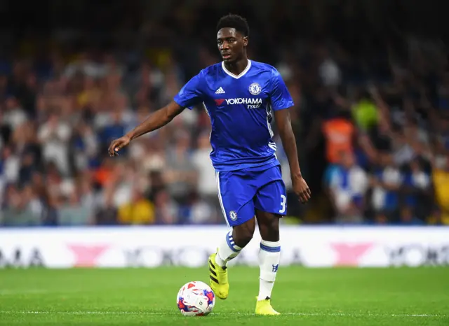 Ola Aina of Chelsea in action