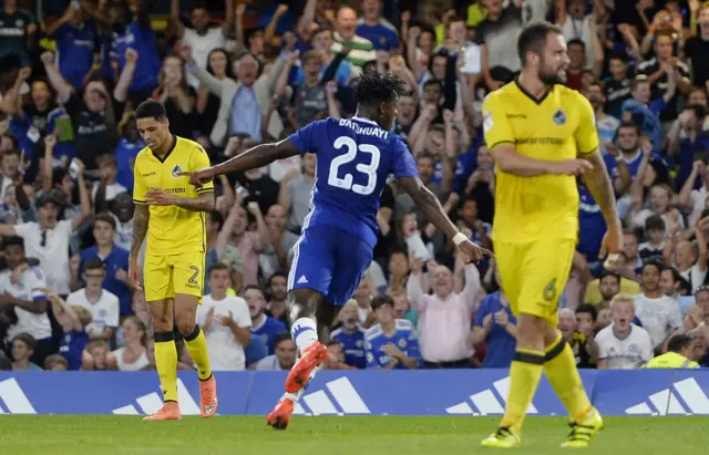 Chelsea's Michy Batshuay celebrates his goal