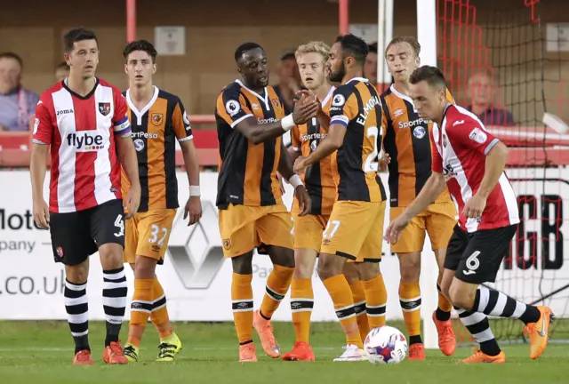 Hull City's Diomande celebrates after scoring