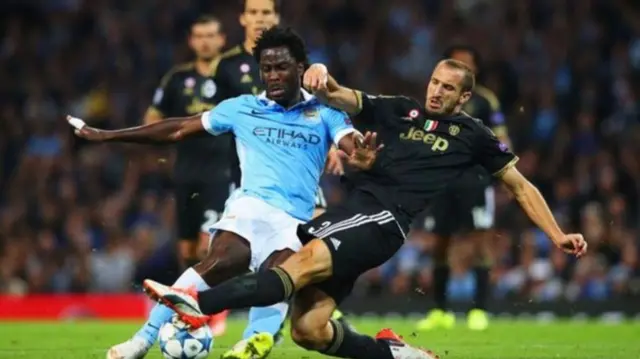 Wilfried Bony in action for Man City