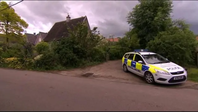 Police car outside house at Birds Green