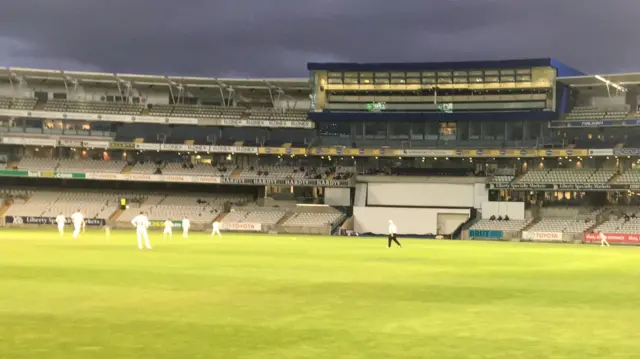 Edgbaston under lights on Tuesday's first day of the Second XI game between Warwickshire and Worcestershire