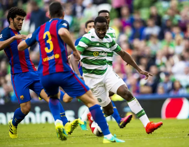 Celtic's Moussa Dembele in action against Barcelona