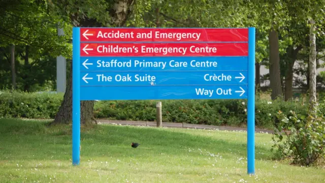 Sign for A&E at County Hospital