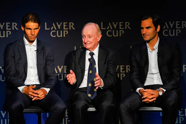 Rafael Nadal, Rod Laver and Roger Federer