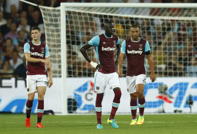 West Ham players looking dejected