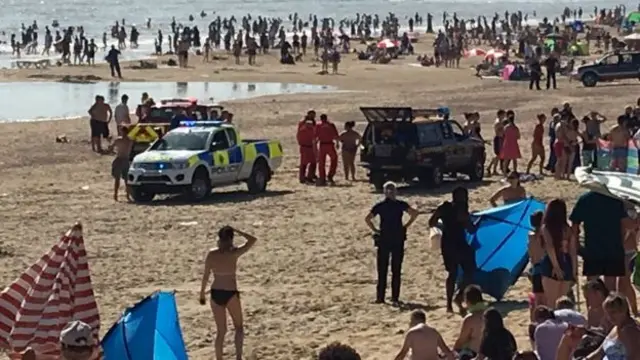 Police at Camber Sands beach