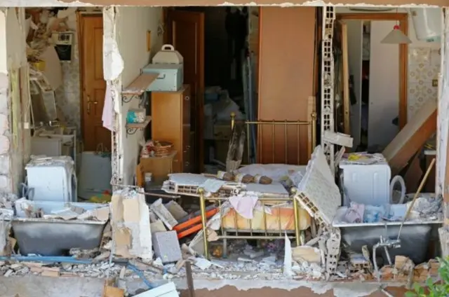 The interior of a home in Amatrice exposed by the quake