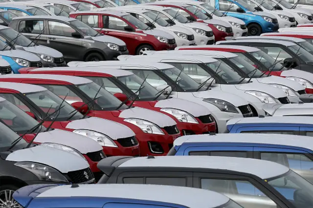 Hundreds of new cars are parked up for import and export at Grimsby Docks