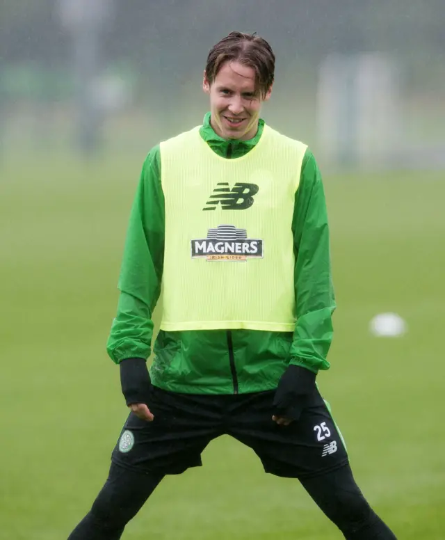 Stefan Johansen in training with Celtic