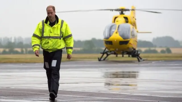 Prince Williams walks away from an air ambulance