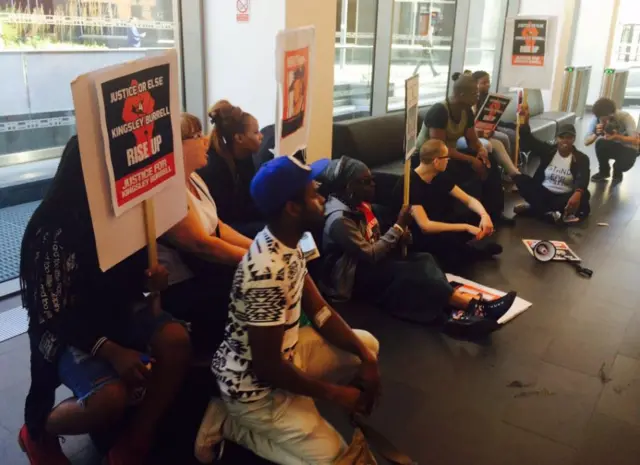 Protesters in CPS lobby