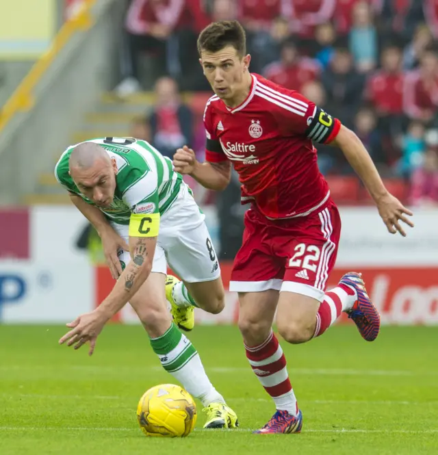 Ryan Jack leaves Celtic captain Scott Brown in his wake