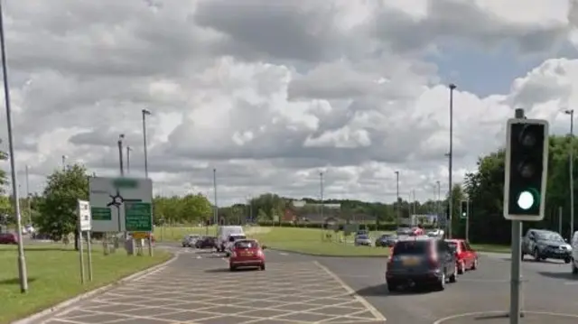 Crewe Green roundabout as seen from Sydney Road