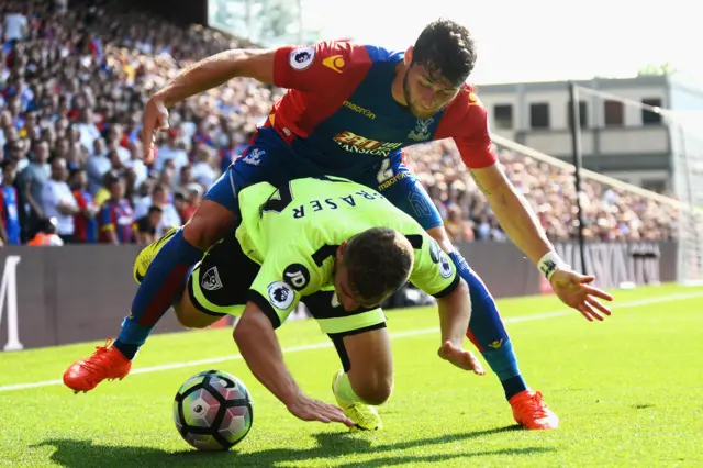 Joel Ward battles for the ball