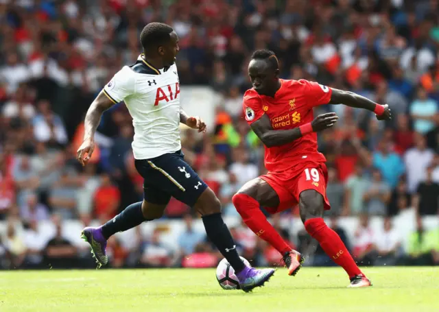 Sadio Mane runs at Danny Rose