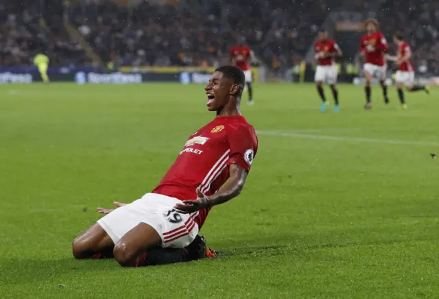 Marcus Rashford celebrates