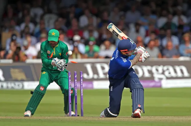 Alex Hales bowled out