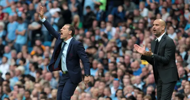 West Ham's Slaven Bilic and Man City's Pep Guardiola