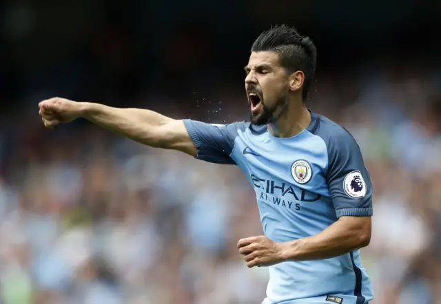 Manchester City's Nolito expresses his anger