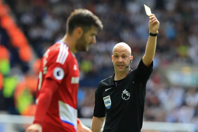 Middlesbrough's Antonio Barragan shown a yellow card