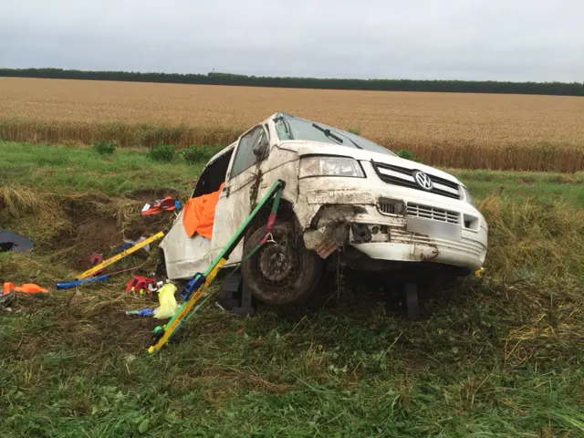 Crashed minibus