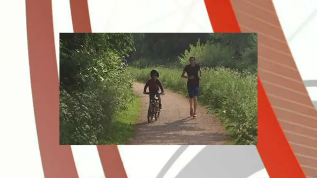 Jo Pavey running with son on bicycle. Pic: Jo Pavey