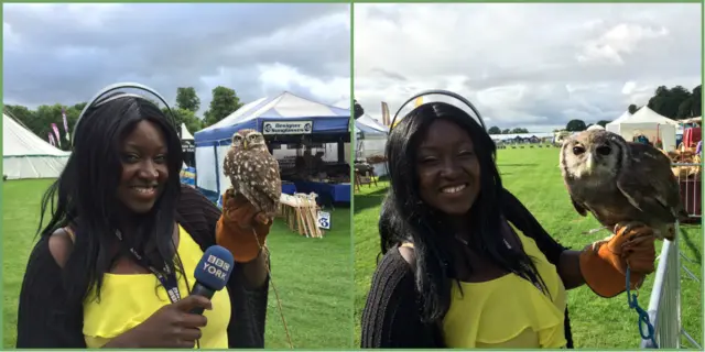 Joanita with owls