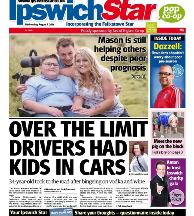 Ipswich Star front page