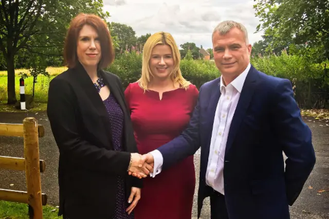 Louise Passey (left) with Ewan Mackey and Charlotte Hodivala