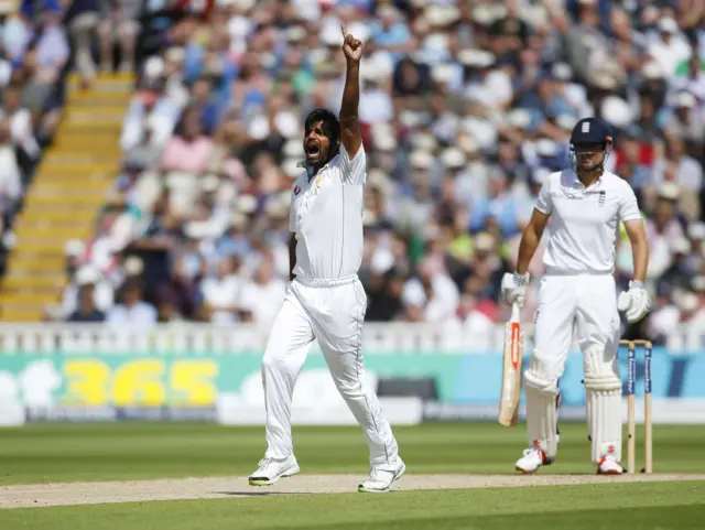 Rahat Ali appeals for a wicket