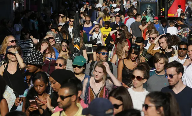 Crowded shopping street