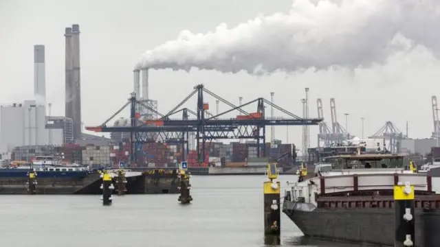 View of containers in dock