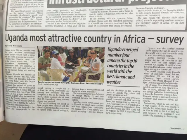 Uganda tops 'best place for expats' in Africa