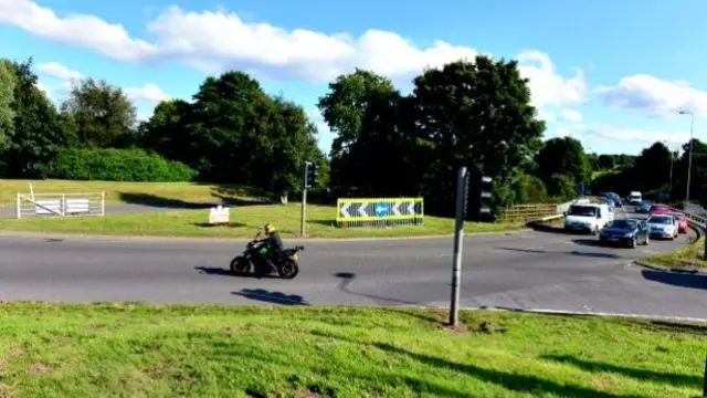 The A34 roundabout over the A500 near Talke