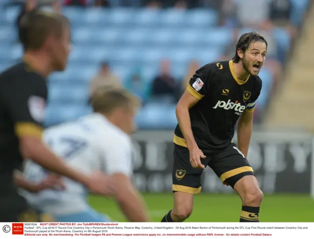 Adam Barton in action for Portsmouth