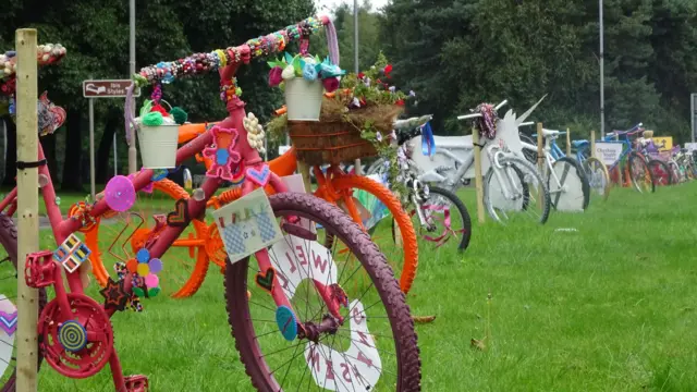 Decorated bikes on the A534 Crewe Road