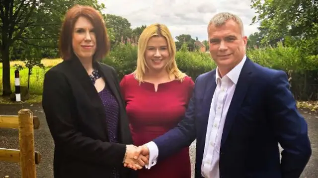 Louise Passey (left) with Ewan Mackey and Charlotte Hodivala