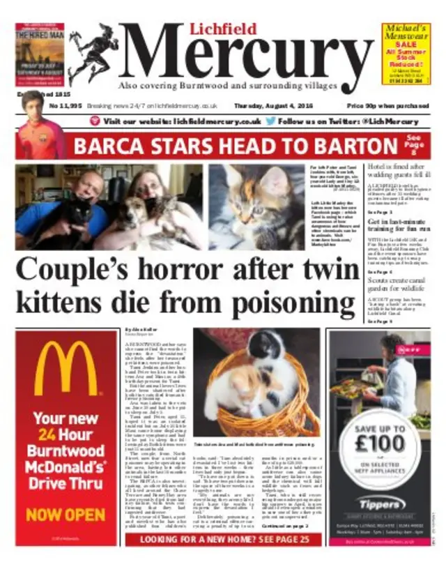 Lichfield Mercury front page