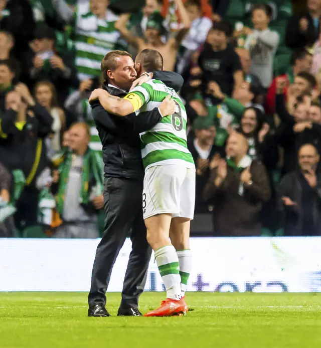 Celtic manager Brendan Rodgers and captain Scott Brown