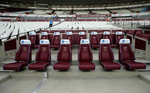 The dugout at London Stadium