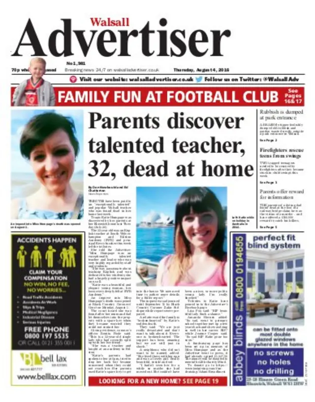 Walsall Advertiser front page