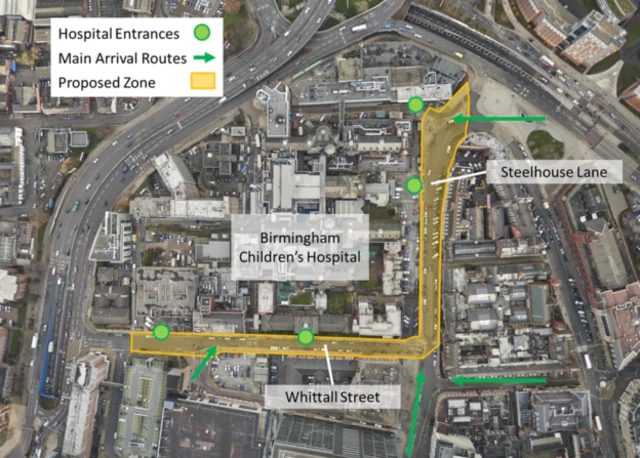 Map of Birmingham Children's Hospital