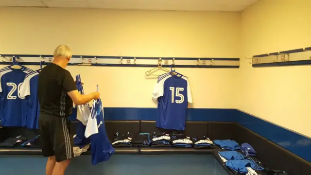 Ken Goody in the away player's dressing room